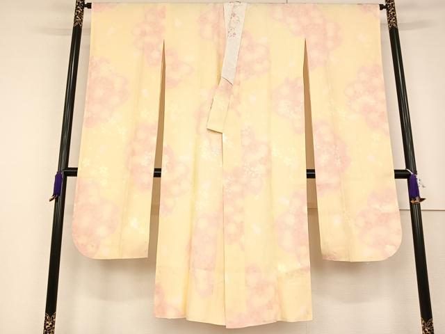 平和屋着物●振袖用長襦袢　無双仕立て　半衿刺繍　舞桜　暈し染め　正絹　逸品　AAAT3046np