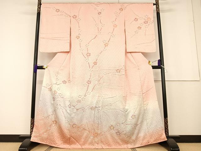 平和屋着物●訪問着　絞り　舞花文　暈し染め　正絹　逸品　AAAT3052np