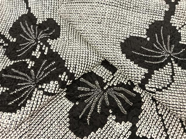 平和屋着物●上質な小紋　総絞り　蔦の葉文　黒地　正絹　逸品　AAAT3057np