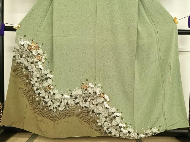 平和屋着物○中島博司 訪問着 桐 箔散らし 暈し染め 金彩 正絹