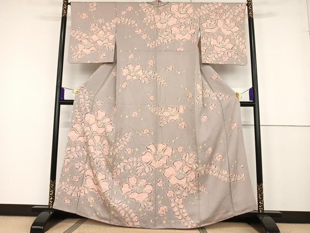 平和屋着物●訪問着　絞り　辻が花　手描き　正絹　逸品　AAAT3093np