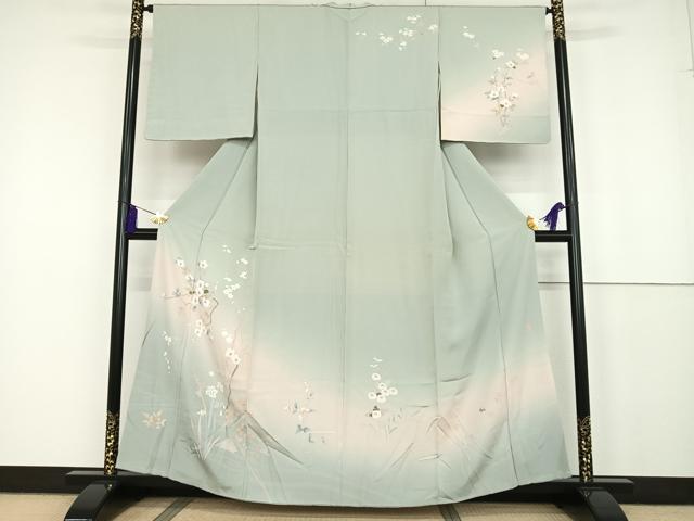 平和屋着物●訪問着　作家物　枝花文　暈し染め　正絹　逸品　AAAT3094np