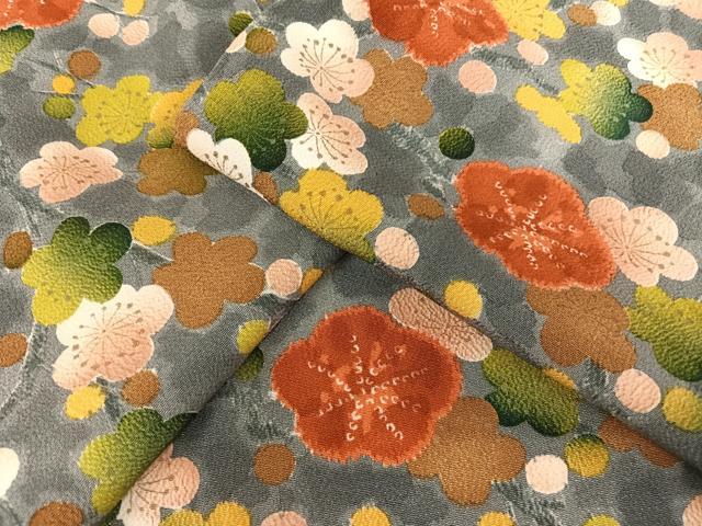 平和屋着物●上質な小紋　枝梅　鬼しぼ縮緬　正絹　逸品　AAAT3109np