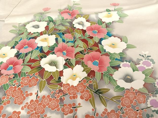 平和屋着物●訪問着　作家物　吉祥花文　鬼しぼ縮緬　正絹　逸品　AABD3463ph 平和屋着物○訪問着 作家物 吉祥花文 鬼しぼ縮緬 正絹 逸品