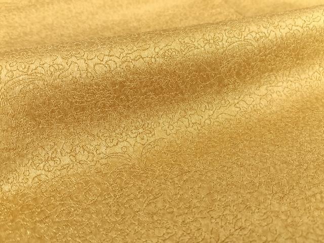 平和屋着物●久保田一竹　幻の辻が花　色無地　草花地紋　芥子色　金通し地　さが美扱い　正絹　逸品　AAAT3136np 平和屋着物○久保田一竹 幻の辻が花 色無地 草花地紋 芥子色 金通し地