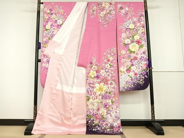 平和屋着物●豪華振袖　花籠文　暈し染め　金銀糸　金銀彩　正絹　逸品　AAAT3138np 平和屋着物○豪華振袖 花籠文 暈し染め 金銀糸 金銀彩