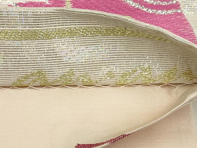 平和屋着物○振袖用 六通柄袋帯 an・an モール ハート 花 金