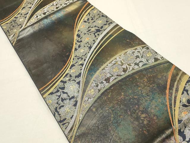 平和屋着物●六通柄袋帯　花唐草文　金銀糸　引箔　正絹　逸品　AAAT3757wj 平和屋着物○六通柄袋帯 花唐草文 金銀糸 引箔 正絹 逸品