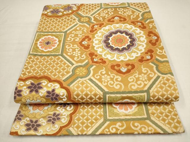 平和屋着物○西陣 河合美術織物謹製 六通柄袋帯 唐織 雲取り