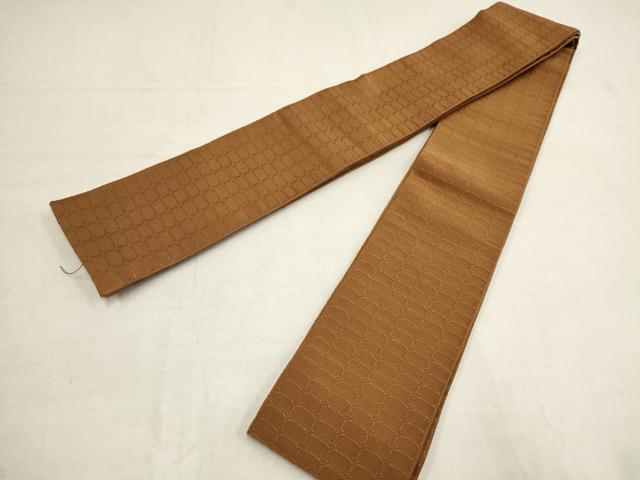平和屋着物●男性　爪掻き本綴れ　角帯　柿茶色地　正絹　逸品　AAAT3772wj