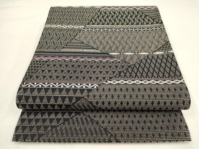 平和屋着物○西陣織の名工 月山英雄 螺鈿輪奈織 六通柄袋帯 裂取文様