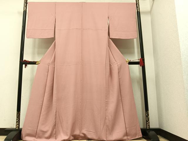 平和屋着物■上質な色無地　珊瑚色　正絹　逸品　AAAT5035ph