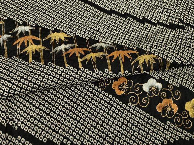 平和屋着物○訪問着 総絞り 梅 笹 金彩 正絹 逸品 AAAT5100ck