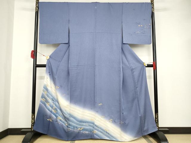 平和屋着物●訪問着　刺繍　エ霞み取り花青海波　暈し染　金糸　正絹　逸品　AAAT5104ck