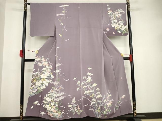 平和屋着物●訪問着　友禅　作家物　草花文　暈し染　正絹　逸品　AAAT5124ck