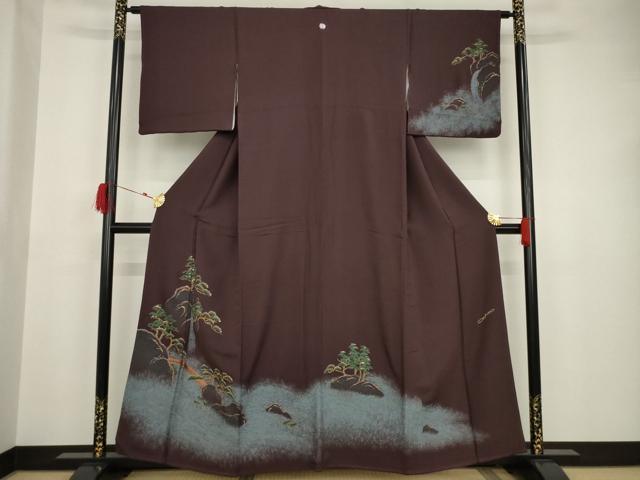 平和屋着物●ファッションデザイナー　HIROKO KOSHINO　コシノヒロコ　訪問着　渡橋風景文　寿光織　金糸　正絹　逸品　AAAT5127ck