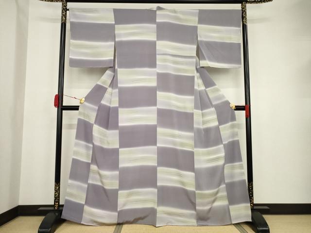 平和屋着物●上質な小紋　横段文　暈し染　正絹　逸品　未使用　AAAT5148ck