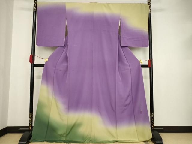 平和屋着物●中嶋まさひろ 蝋彩染作家　訪問着　霞文　暈し染　ロング丈　正絹　逸品　AAAT5161ck