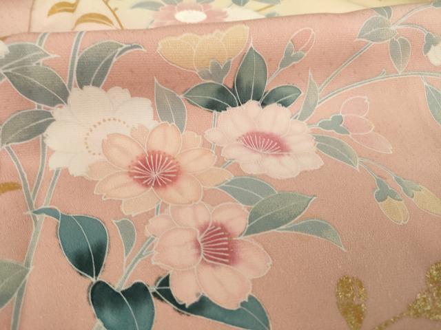 平和屋着物□訪問着 駒刺繍 扇面菊文 暈し染め 金銀彩