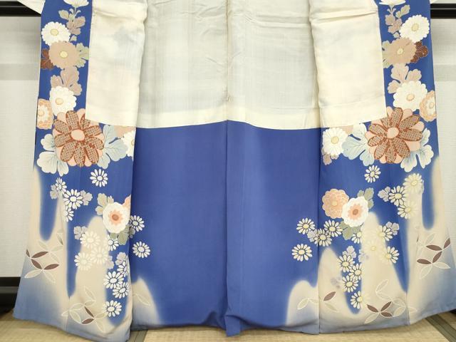 平和屋着物○アンティーク 大正ロマン 色留袖 刺繍 草花文 暈し染め 正絹