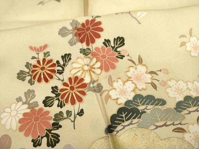 平和屋着物●訪問着　駒刺繍　吉祥花文　金彩　正絹　逸品　AAAT5187ck 平和屋着物○訪問着 駒刺繍 吉祥花文 金彩 正絹 逸品 AAAT5187ck 付け