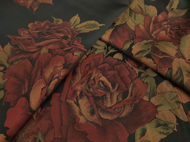 平和屋着物●上質な小紋　薔薇　黒地　正絹　逸品　AAAT5193ck