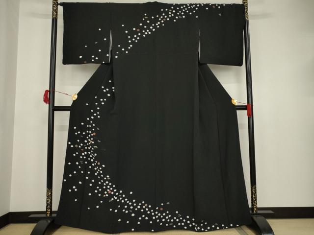 平和屋着物●訪問着　鳥獣戯画　黒地　金彩　正絹　逸品　CAAU1804yc 平和屋着物○訪問着 鳥獣戯画 黒地 金彩 正絹 逸品 CAAU1804yc