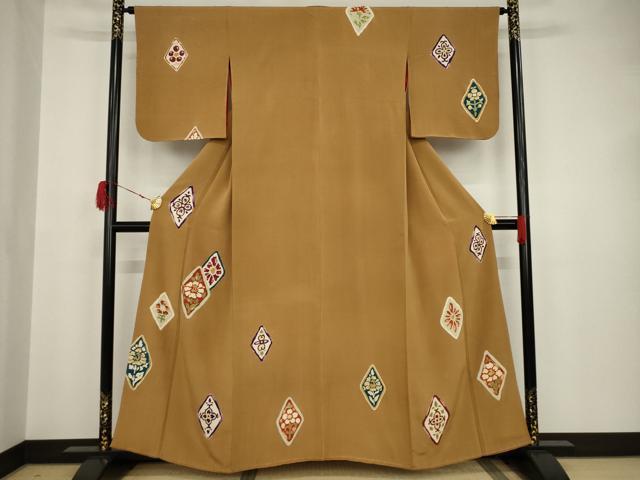 平和屋着物●アンティーク　大正ロマン　訪問着　花菱文　正絹　逸品　AAAT6614ck