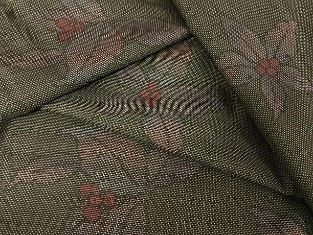 平和屋着物●本場大島紬　９マルキ　草花文　正絹　逸品　AAAT9411np