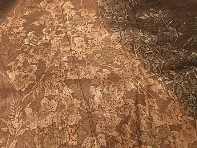 平和屋着物○小千谷紬 草花文 正絹 逸品 未使用 AAAW1827ph