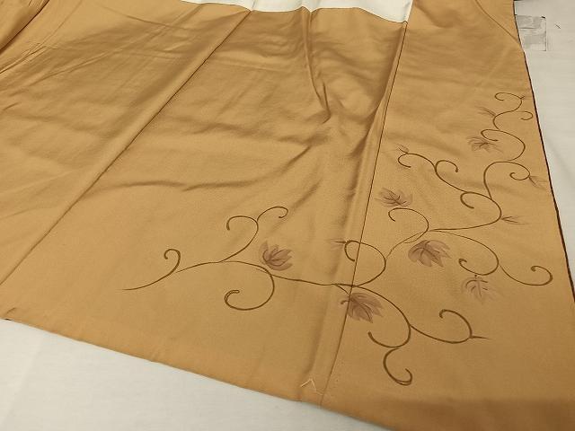 平和屋着物○結城紬 切嵌更紗花唐草文 やまと誂製 証紙付き