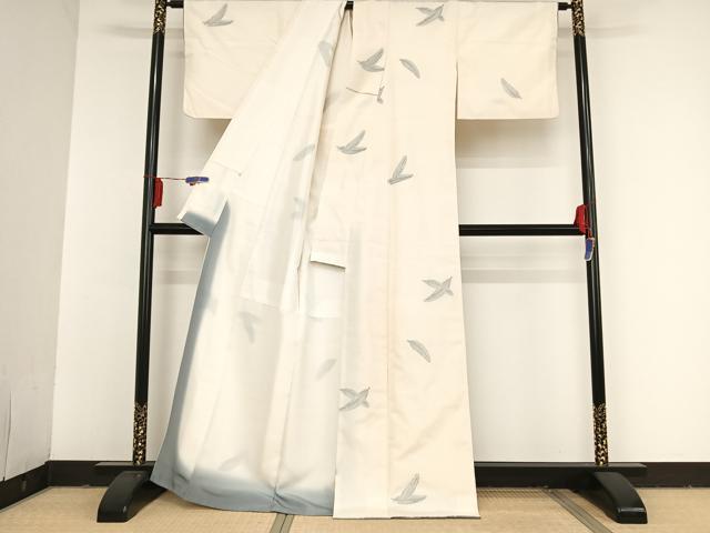 平和屋着物○上質な紬 縫取 羽文 正絹 逸品 AAAT9438np