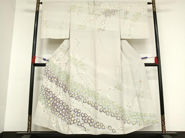 平和屋着物●訪問着　友禅　青木駿光　枝花文　正絹　逸品　AAAT9461np