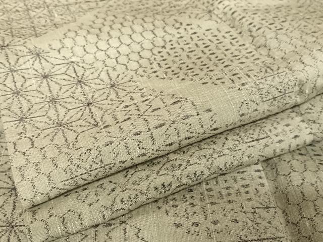 平和屋着物●本場小千谷紬　吉祥文　麻の葉　正絹　逸品　AAAT9511np