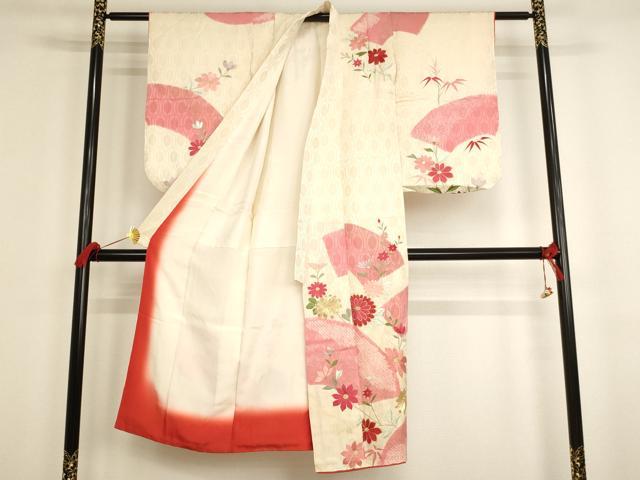 平和屋着物[]女の子　訪問着　子供　駒刺繍　絞り　地紙花文　金銀彩　逸品　AAAT9936ja