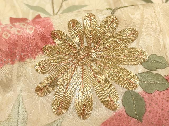 平和屋着物[]女の子　訪問着　子供　駒刺繍　絞り　地紙花文　金銀彩　逸品　AAAT9936ja