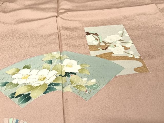 平和屋着物○訪問着 友禅 地紙草花文 暈し染め 金彩 正絹