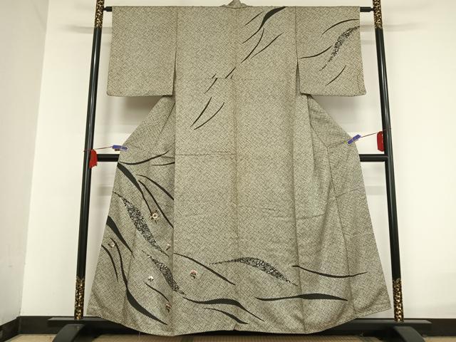 平和屋着物○訪問着 刺繍 更紗花文 金糸 銀彩 正絹 逸品 AAAU0020np