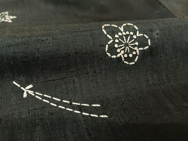 平和屋着物○紬 訪問着 刺し子 作家物 松竹梅 正絹 逸品 AAAU0030np