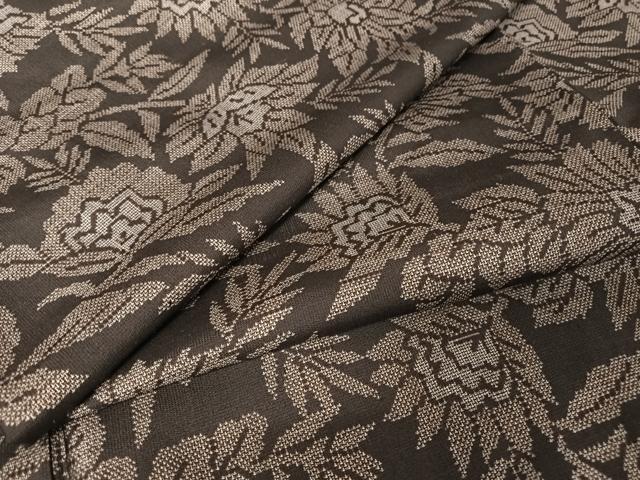 平和屋着物●本場大島紬　９マルキ　更紗花文　正絹　逸品　AAAU0032np