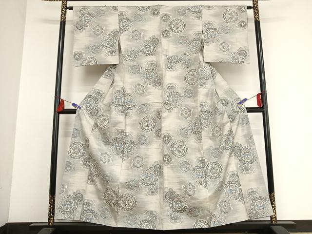 平和屋着物○本場大島紬 白大島 9マルキ 総絣 花鳥鏡裏文