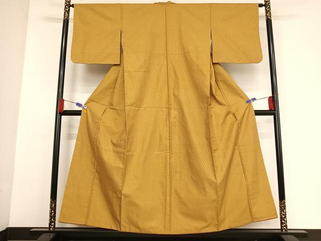 平和屋着物○山下八百子 本場黄八丈 紬 市松綾織 正絹 逸品