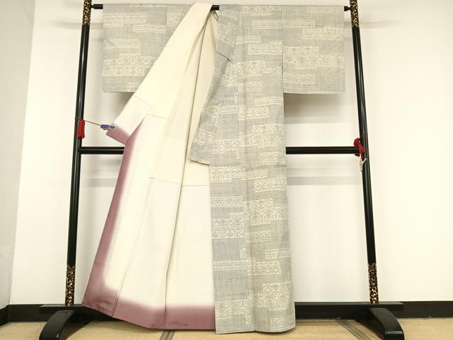 平和屋着物○結城紬 80亀甲 幾何学文様 正絹 逸品 AAAZ1956ph