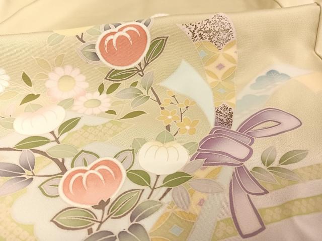 平和屋着物●訪問着　束ね熨斗草花文　金彩　正絹　逸品　AAAT3140np 平和屋着物○訪問着 束ね熨斗草花文 金彩 正絹 逸品 AAAT3140np