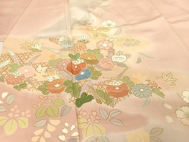 平和屋着物○創業460年・千總 訪問着 駒刺繍 草花文 暈