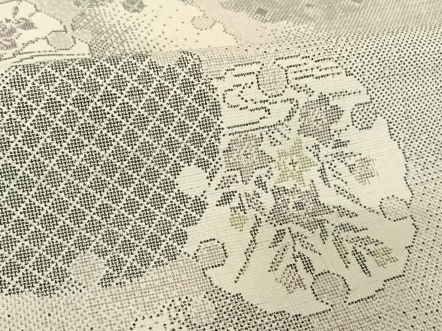 平和屋着物○本場大島紬 白大島 花繋ぎ 正絹 逸品 AABA2643np