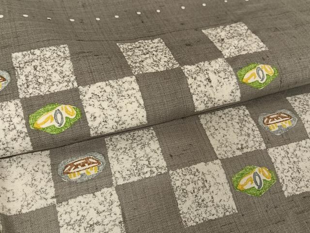 平和屋着物○手彫木版染 佐伯武晴 訪問着 紬地 風景文