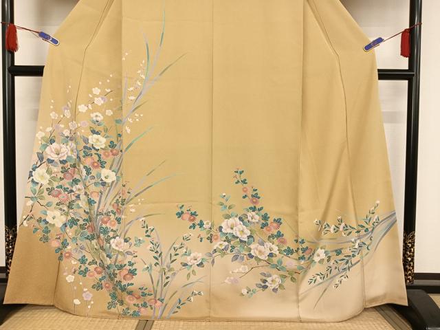 平和屋着物○訪問着 流水草花文 暈し染め 金彩 正絹 逸品 AAAQ0476np