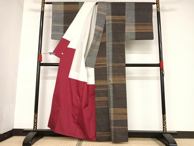 平和屋着物○上質な紬 霞文 正絹 逸品 AAAU0148np