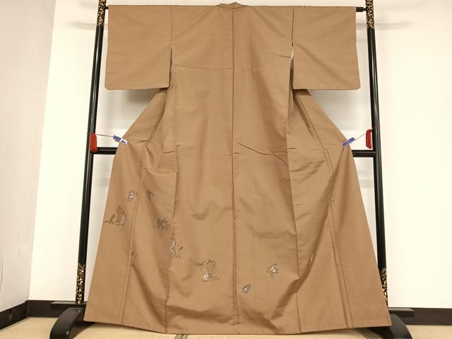 平和屋着物●京の名門・菱屋六右ェ門　紬　訪問着　鳥獣戯画　正絹　逸品　AAAU0154np